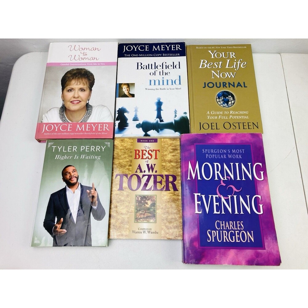 Lot of 6 Christian Self Help Books Osteen Meyer Spurgeon Tozer Tyler Perry